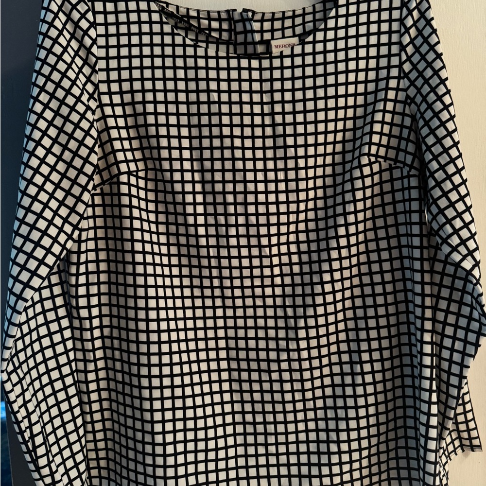 Merona Black and White Boxy Long Sleeve Blouse